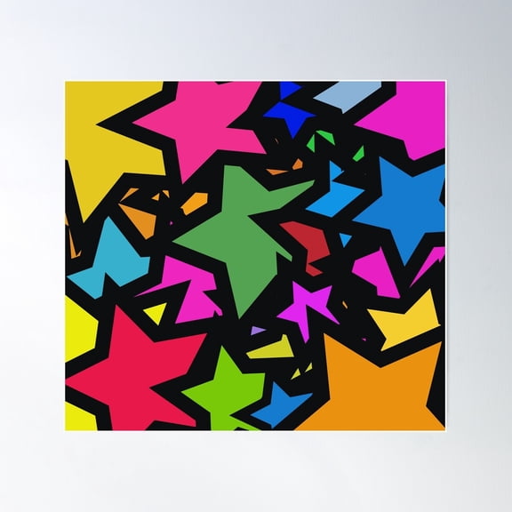 Funky Stars Poster Wall Art, Modern Wall Decor For Living Room Bedroom, 24x24 UNFRAMED