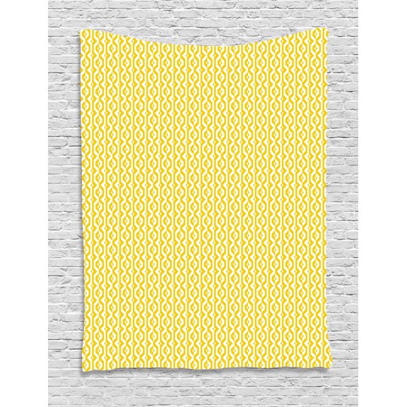 Funky Tapestry, Repeated Geometric Blocks and Shapes Zigzag Chevron Like Striped Modern Art, Wall Hanging for Bedroom Living Room Dorm Decor, 40W X 60L Inches, Earth Yellow, by Ambesonne