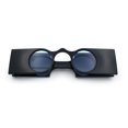 thumbnail image 1 of Funky Thick Artsy Rectangle Bar Keyhole Bridge Circle Lens Sunglasses Black - Blue, 1 of 8