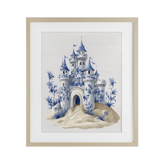 Funky Toile Castle Birch Framed Print Under Glass, design by Lettered and Lined
