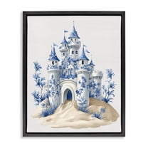 Funky Toile Castle Black Framed Floater Canvas Wall Art, design by Lettered and Lined
