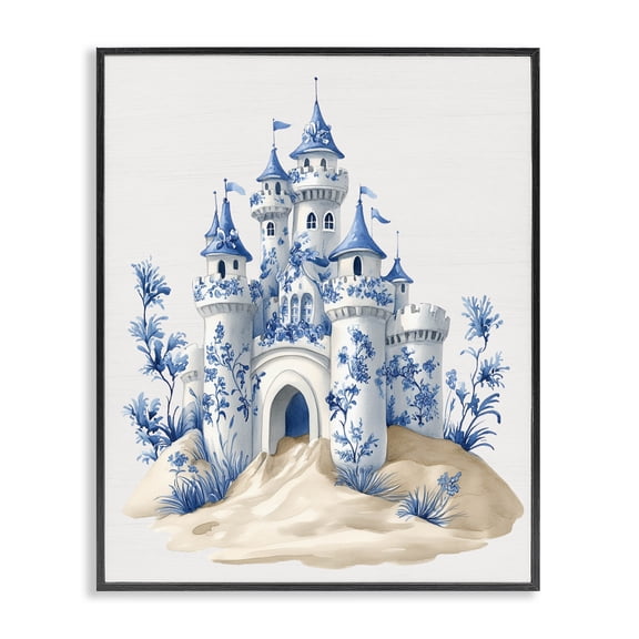 Funky Toile Castle Black Framed Giclee Art, design by Lettered and Lined
