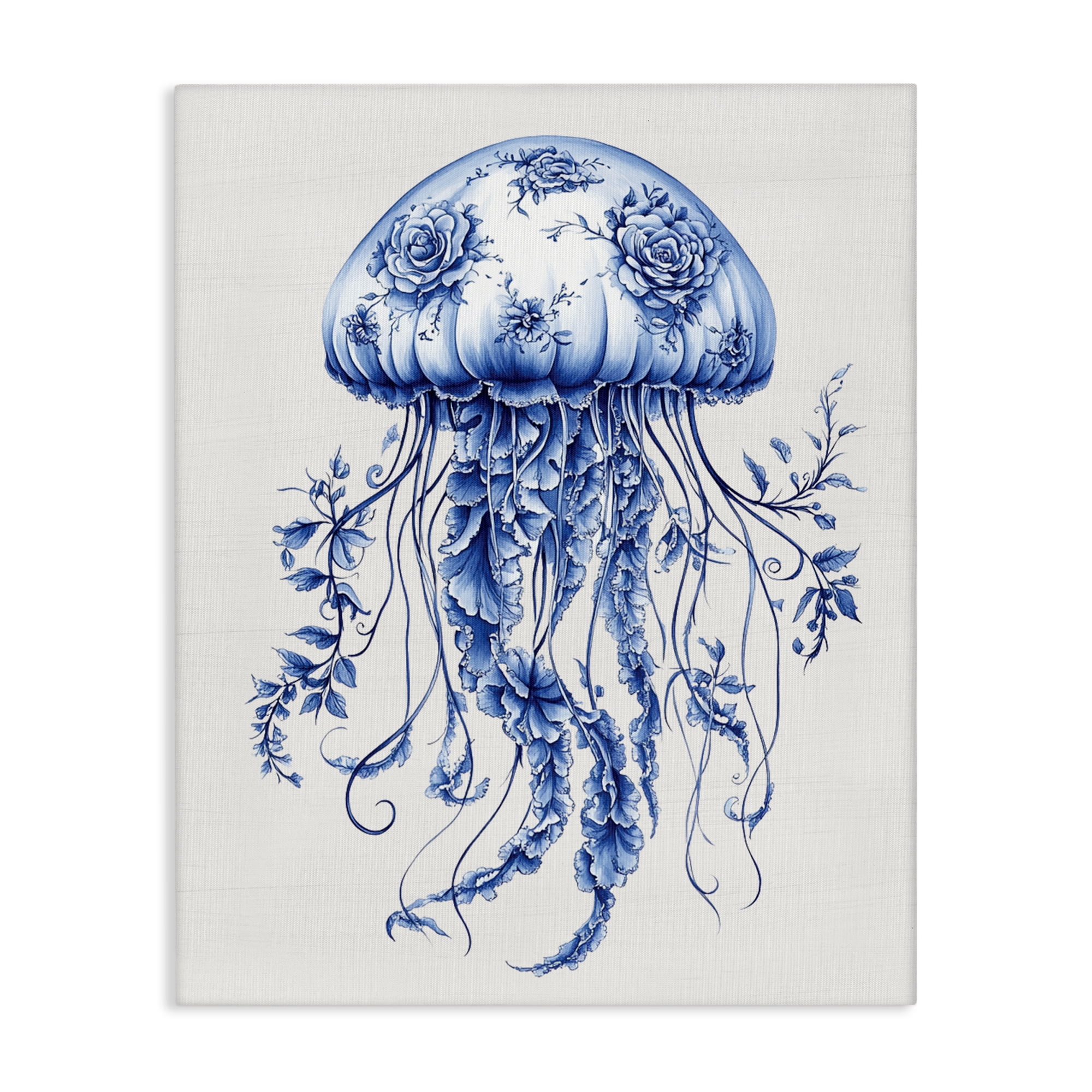 Funky Toile Jellyfish Canvas Wall Art, design by Lettered and Lined