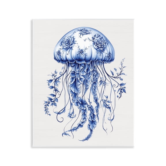 Funky Toile Jellyfish Wall Plaque Art, design by Lettered and Lined