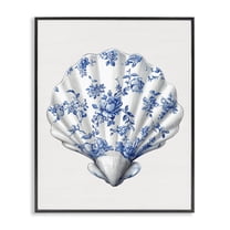 Funky Toile Seashell Black Framed Giclee Art, design by Lettered and Lined