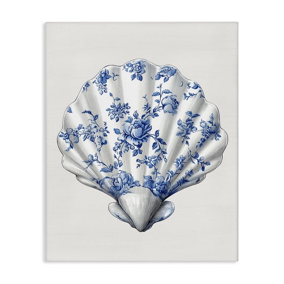 Funky Toile Seashell Canvas Wall Art, design by Lettered and Lined