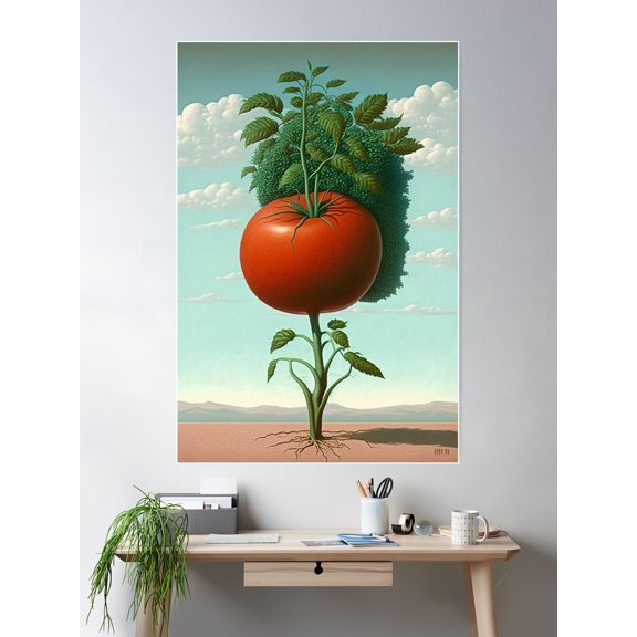 Funky Tomato Plant, Growing..? Poster Wall Art, Modern Wall Decor For Living Room Bedroom, 16x24 UNFRAMED
