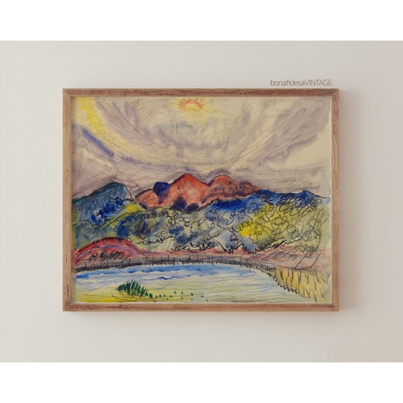 Funky Wall Art Maximalist Decor Altered Quirky Feminine Landscape, Unframed Paper Print