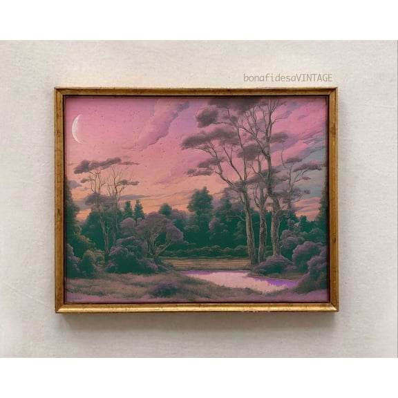 Funky Wall Art Maximalist Decor Altered Quirky Feminine Landscape Version Two, Unframed Paper Print