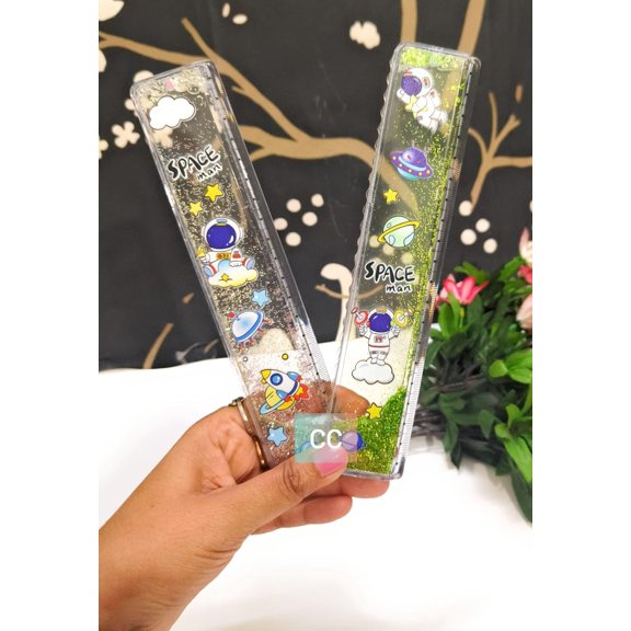 Funky Water Floating Glitter Ruler Set Transparent Scale/20cm Sparkle Scale For Adults | Pack Of 2