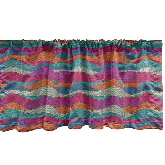 Ambesonne Funky Valance Pack of 2, Abstract Quirky Wave Forms, 54"X18", Burnt Orange Magenta