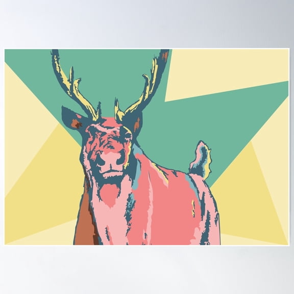 Funky Woodland Caribou Vector Art Poster Wall Art, Modern Wall Decor For Living Room Bedroom, 24x36 UNFRAMED