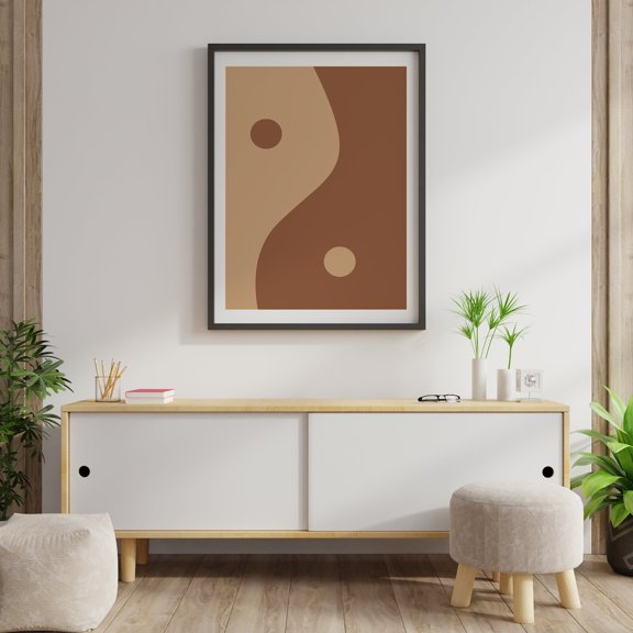 Funky Ying Yang Decorative Print Mocha Wall Art Trendy