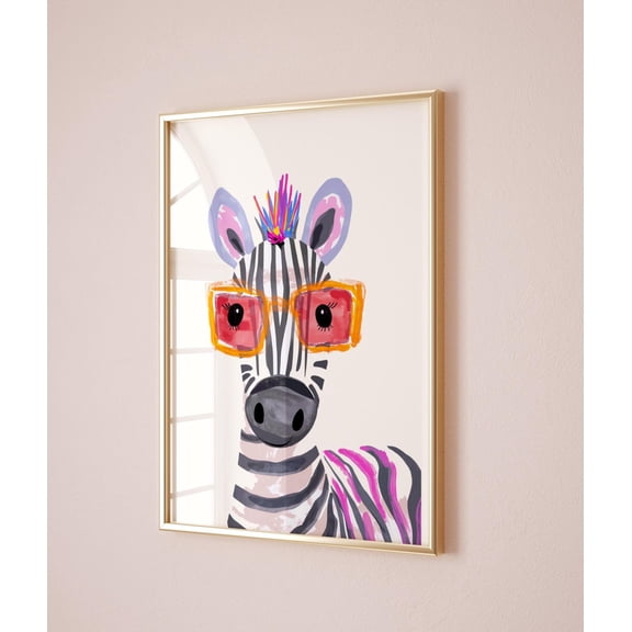 Funky Zebra Art Poster Sunglasses, Colorful Nursery Decor, 8x12 UNFRAMED