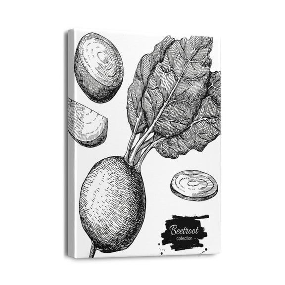 Funky and Trendy 12x16 Kitchen Decor Black and White Sketch Canvas Posters Wall Art for Home