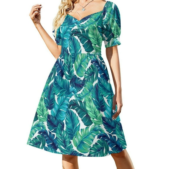 Funky banana leaf pattern. Sleeveless Dress women's clothing trend 2024 dresses for woman Clothing