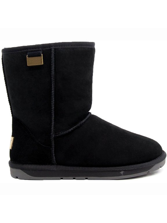 Funkymonkey Womens Snow Boots Mid Calf Comfortable Wool Lining Winter Boots Outdoor Non-slip Warm Shoes