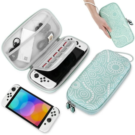 Funlab Switch Carrying Case for Zelda Nintendo Switch/OLED/Lite with 10 Game Slots - Cyan