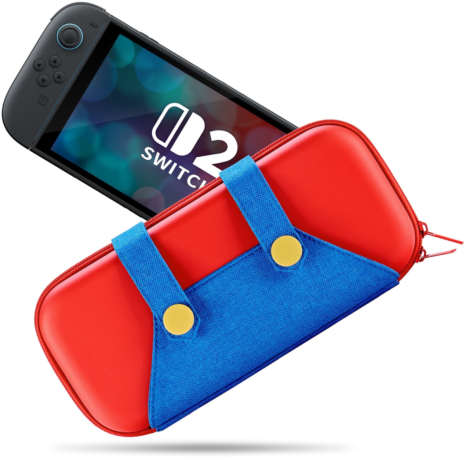 FUNLAB Switch 2 Case Compatible with Nintendo Switch/OLED 2025, Carrying Fun Case with 10 Game Cartridge Holders, Slim Storage Pouch - Red Blue