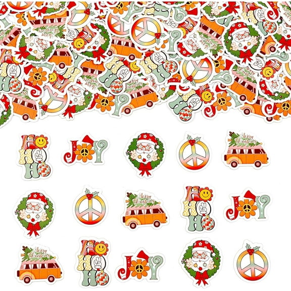 Funmemoir 200pcs Merry Christmas Confetti, Groovy Christmas Table Confetti Paper Xmas Santa Claus Christmas Garland Confetti Double Sided Printing for 2 Groovy Party Baby Shower Xmas Winter Holiday