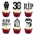 thumbnail image 1 of Funmemoir 36Pcs RIP 20s Cupcake Toppers Gothic Theme Party Decorations Death To My 20s Cupcake Toppers Rose Skull Rip To My Youth Picks Rip Twenties Cake Decorations for Men Women 30th Birthday Party, 1 of 6