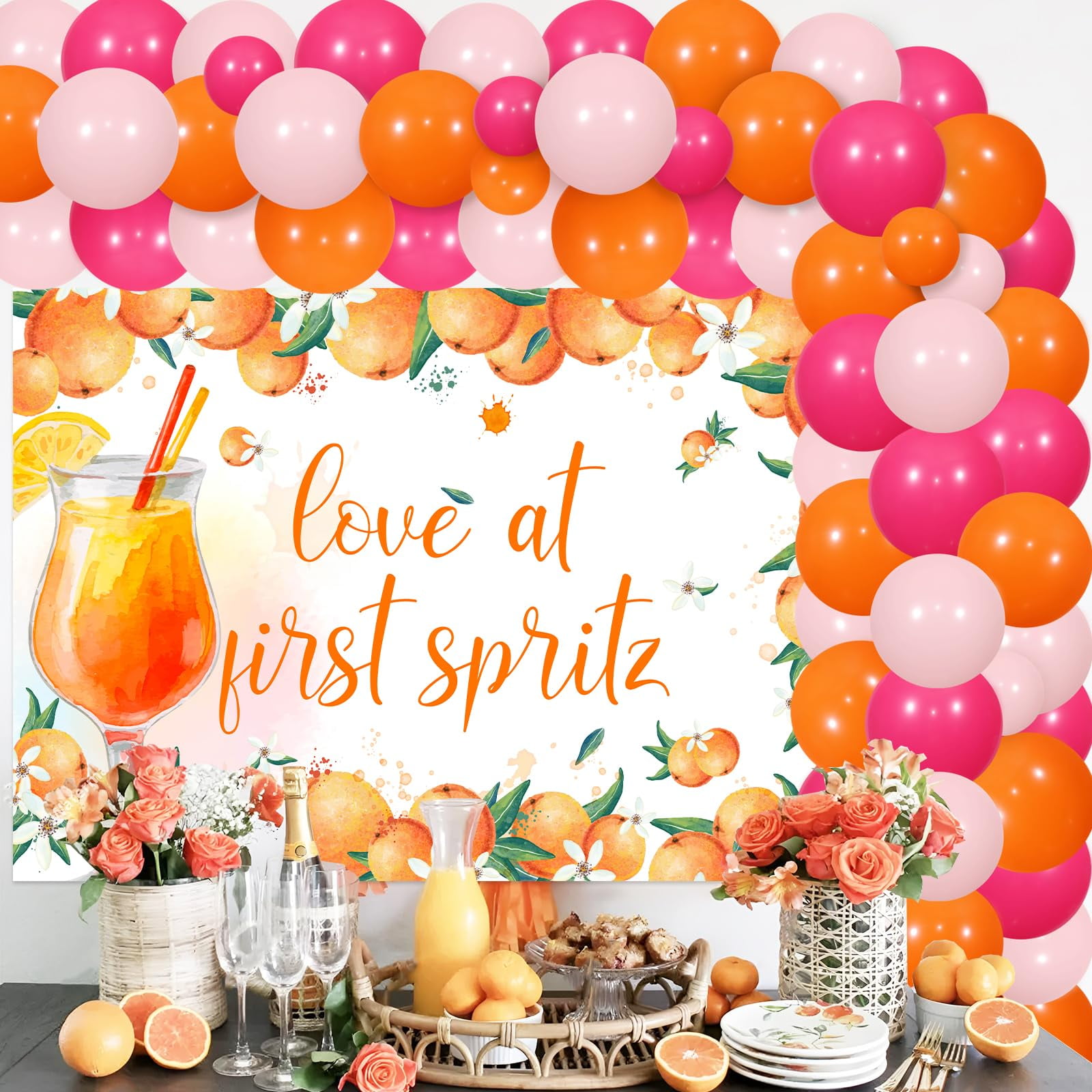 Love At First Spritz Bridal Shower Banner Set – 3 Orange Aperol Citrus Cocktail Pennants For Bachelorette & Wedding Decor - View #2