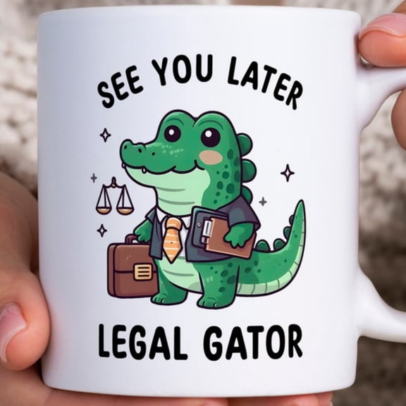 Funnawyer Mug, See You Later Gator Mug, Law Student Tea Cup, Attorney Gift, Law School Graduation Gift, Bar Exam Gift, Law Gift.