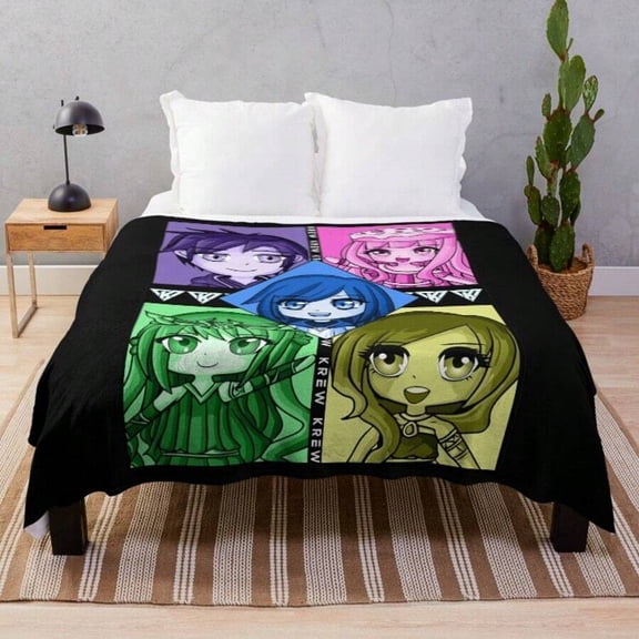 Funneh Krew Gaming Squad Aesthetic Art Throw Blanket Cozy Flannel Soft Warm Blanket For Couch Bed Gamer Room Decor Perfect Gift For Teens Men Women Bedroom Living Room (1)