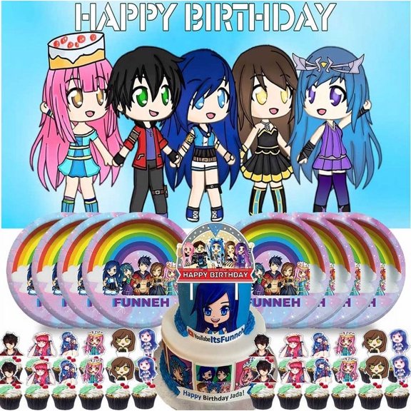 Funneh Krew Party Supplies Birthday Decorations Plates Banner Kids Cake Toppers Set Decor