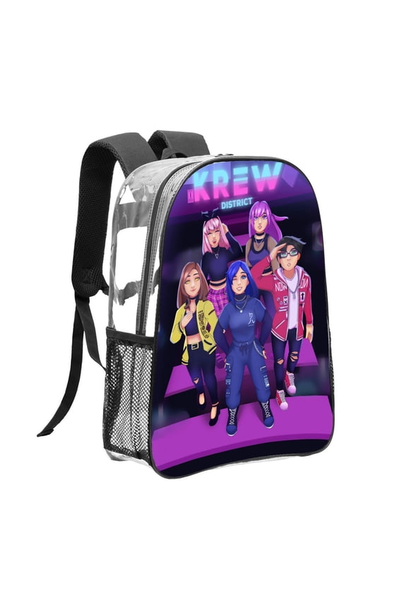 Funneh Krew Pattern Transparent Backpack Lightweight And fashionable Showcasing Personality And Leading The Trend
