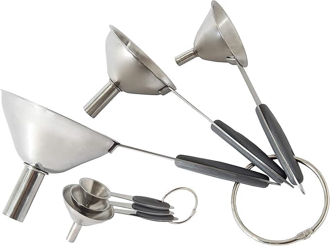 Chef Select Set of 3 Mini Funnels, Stainless Steel, Soft Grip Handle ...