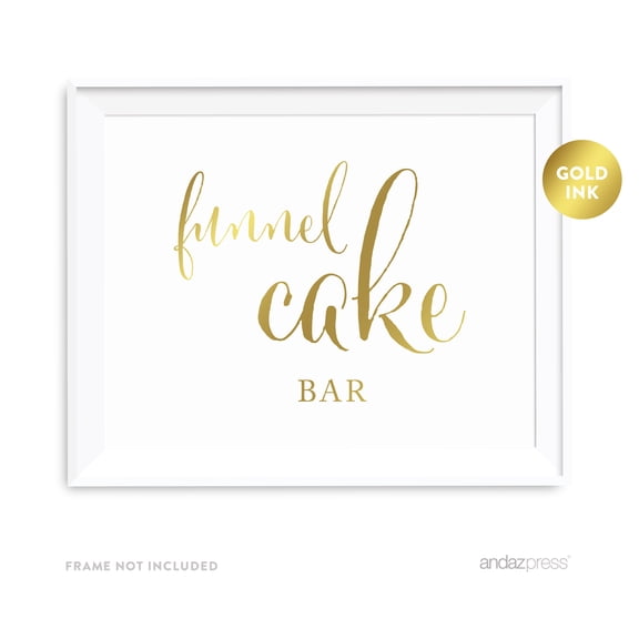 Koyal Wholesale Metallic Gold Funnel Cake Bar Wedding Party Sign 8.5x11