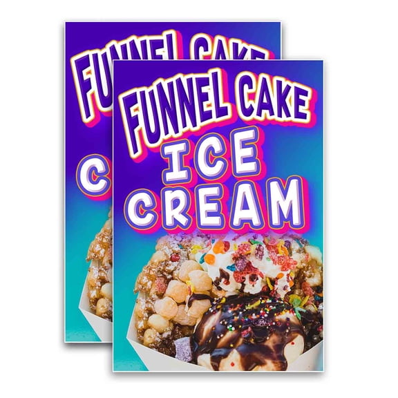 Funnel Cake Ice Cream (24" X 36") Vinyl Decal Only (Pack of 2) |Sign|Sticker|Poster