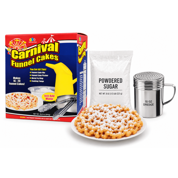 Funnel Cake Kit - Funnel Cake Maker -Dredge, and 1lb Confections Sugar- Carnival Supplies- DIY Funnel Cake Carnival Fun