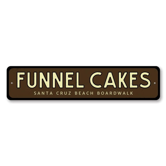 Funnel Cakes Sign, Beach Boardwalk Location Sign, Custom Beach House Sign, Boardwalk Aluminum Decor - 4x18 inches