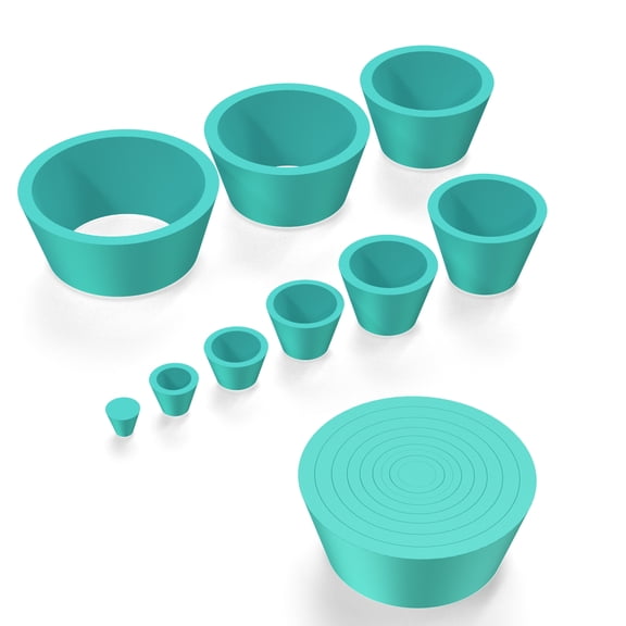 Funnel Flask Adapter Set,Rubber Stopper 9 Pack Filter Adapter Cones Smooth Surface Funnel Holder Kit for Laboratory Supplies ,Wear-Resisting,Green