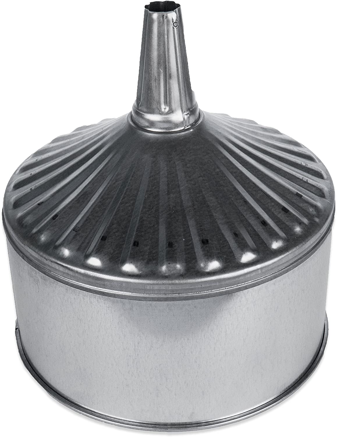 Funnel King 94467 12 Qt Fluted Galvanized Funnel Heavy Duty Steel
