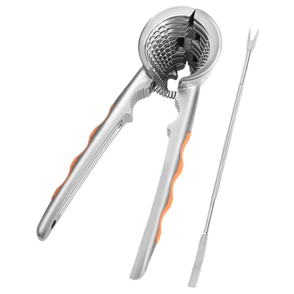 Funnel Nut Crackers for All Nuts Pecans with Pick & Non-Slip Handle, Heavy Duty Nutcracker Tool, Kitchen Walnut Cracker Clamp Pliers Opener Tool for Hazelnuts/Pecans, set of 1(Silver,7.1x2.3")