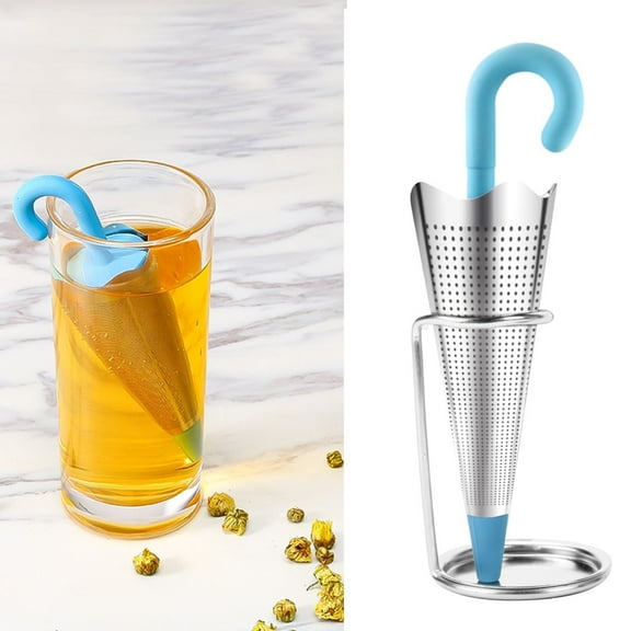 Funnel,Reusable Umbrella Tea Infuser With Drip Tray For Tea Cups Mugs And Teapots Stainless Mesh Tea Strainer With Silicone Lid For Loose Tea