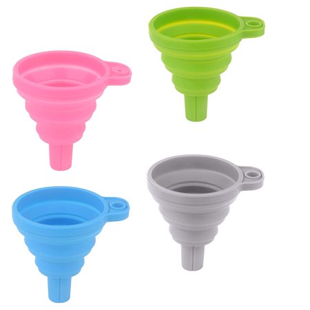 Funnels for Filling Bottles, Kitchen Funnel, Funnels for Kitchen Use, Food Grade Silicone Collapsible Funnel, Small Funnels for Filling Water Bottle Liquid Powder Transfer (4 Pack)