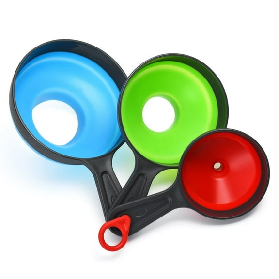 Funnels for Filling Bottles,Wide Mouth Canning Funnel for Kitchen Use Mason Jars,Small Funnel for Transfer Liquid,Oil and Powder,Food Grade Silicone Collapsible Filter Set (3 Pack)