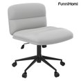 thumbnail image 1 of FunniHomi 23" Width Cross Legged Lounge Chair, Grey Leather 360° Swivel Home Office Chair, Double-Layer Wide Cushion, 1 of 10