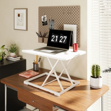 FunniHomi 27" Home Office Desk Riser Adjustable Standing Desk Converter White