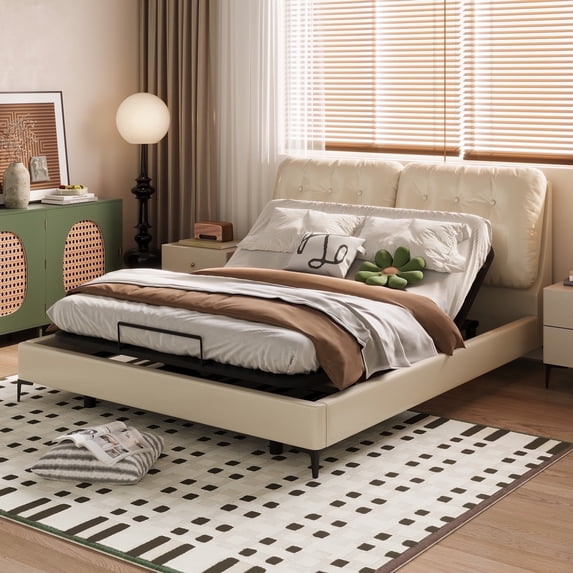 FunniHomi Durable Motor Adjustable Bed Frame Queen Size with Remote, Foot and Head Adjustable, Whisper Quiet