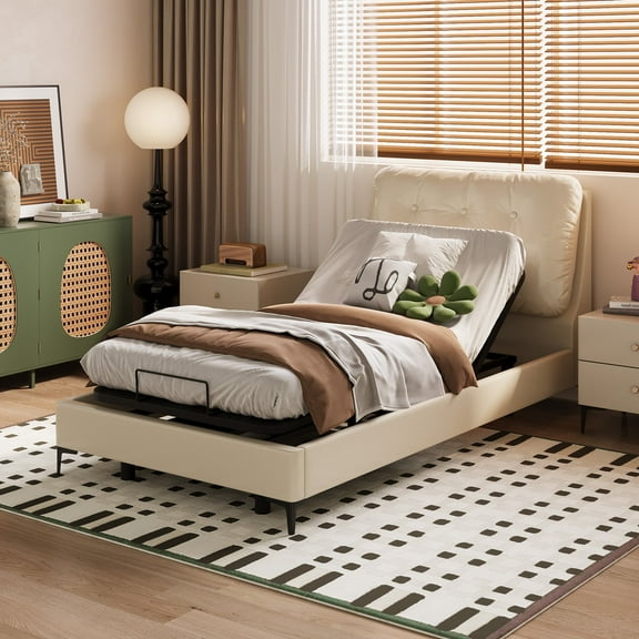 FunniHomi Durable Motor Adjustable Bed Frame Twin XL with Remote, Foot and Head Adjustable, Whisper Quiet