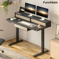 thumbnail image 1 of FunniHomi Electric Standing Desk for Home Office, 55"x24" Adjustable Sit Stand Desk with Drawers, Monitor Shelf & Memory Presets, Ergonomic Black Workstation, 1 of 9