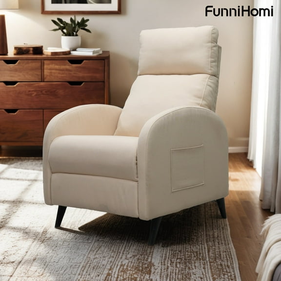 FunniHomi Recliner Chair Small Recliner Adjustable Reclining Chair Single Sofa with Padded Seat Backrest for Living Room Bedroom, Beige
