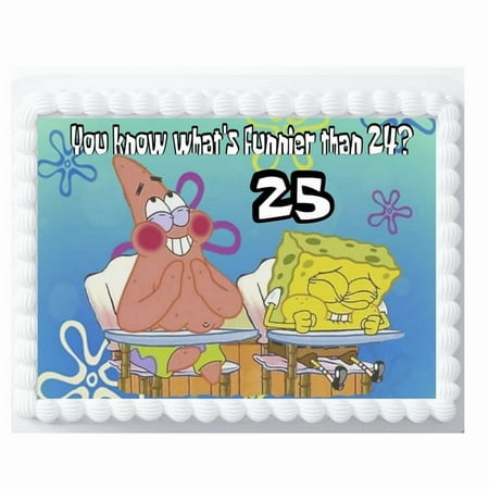 Funnier than 24 Meme Spongebob Patrick Birthday Edible Image Cake Topper For Quarter Sheet Cake By TNCT