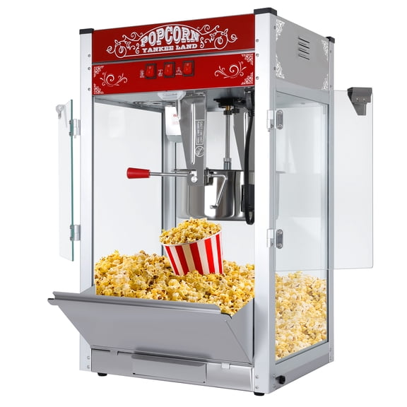 Funnil 16 oz Commercial Popcorn Maker Machine, Countertop Popcorn Maker with Stainless Steel Kettle Makes Up to 62 Cups, Vintage Movie Theater-Style Popper, Red