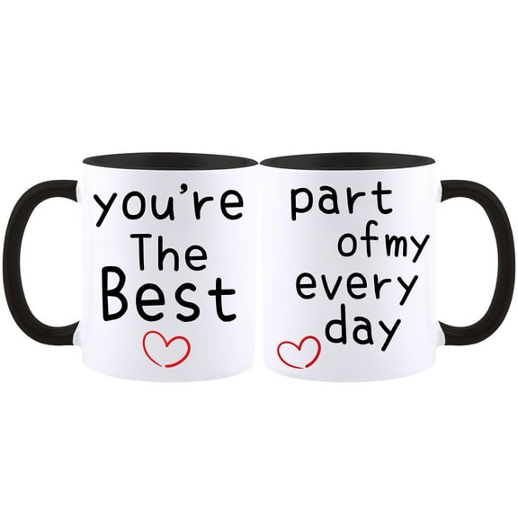 Funnil 2PCS Ceramic Coffee Mugs Wedding Gifts Set for Couples,Wife Husband Black